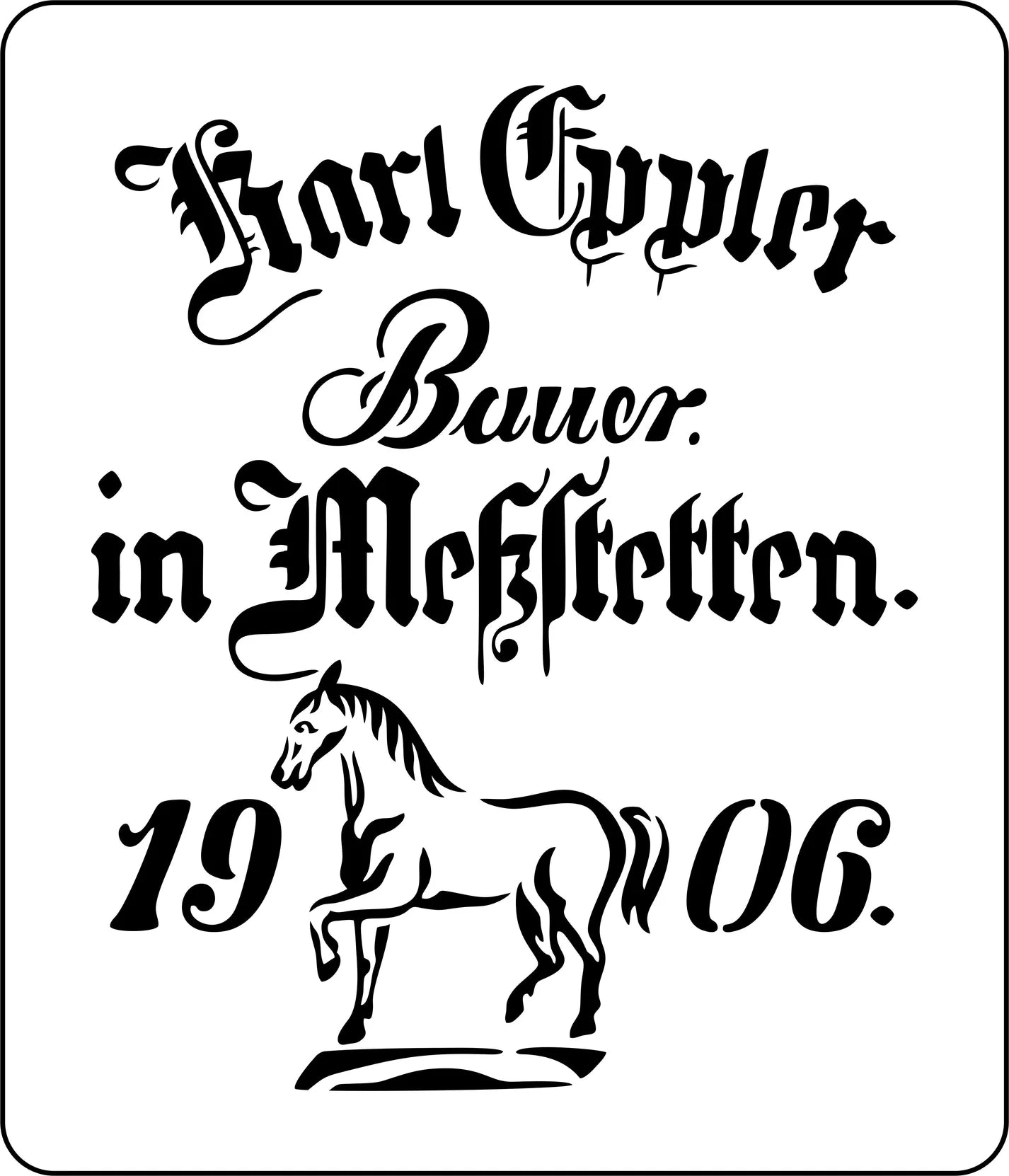 "1906 Horse Grain Sack" Stencil