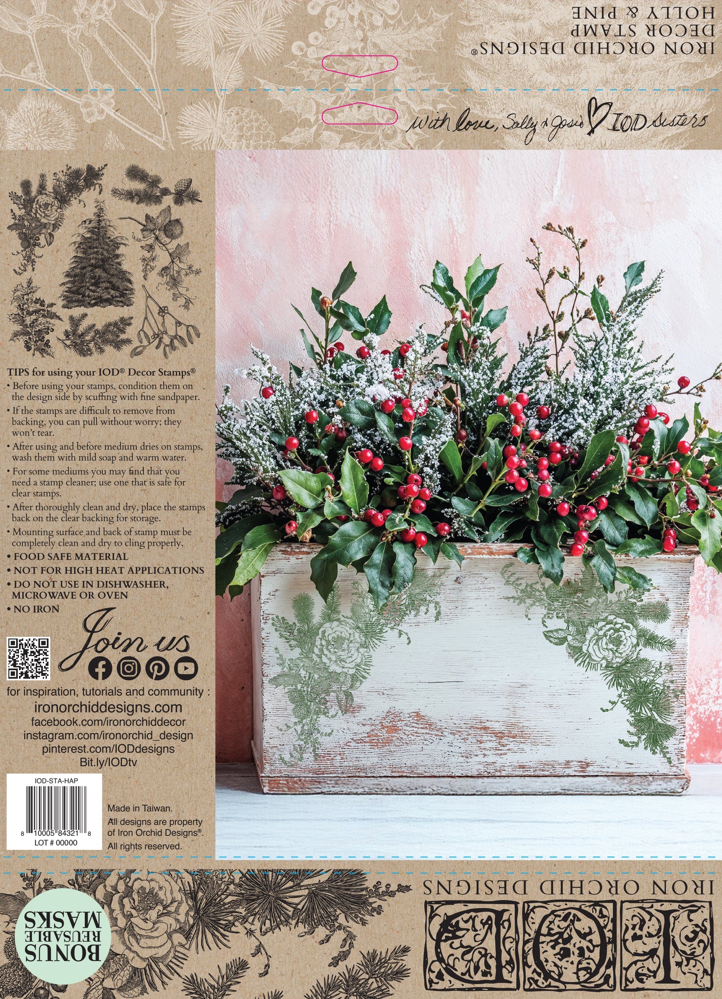 Holly & Pine 12x12 Stamp
