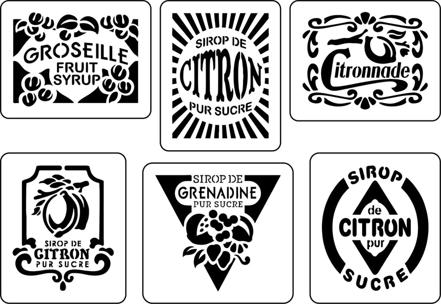 "French Fruit Labels 3" Stencil