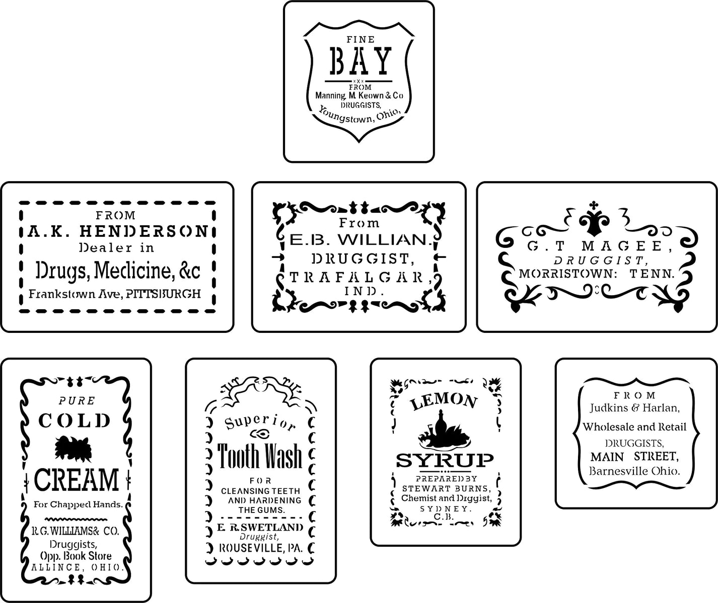 "Apothecary Labels 2" Stencil
