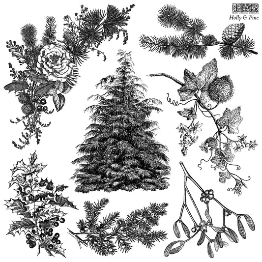 Holly & Pine 12x12 Stamp