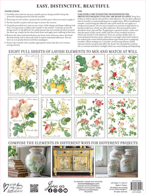 ROSE BOTANICAL IOD TRANSFER 12X16 PAD