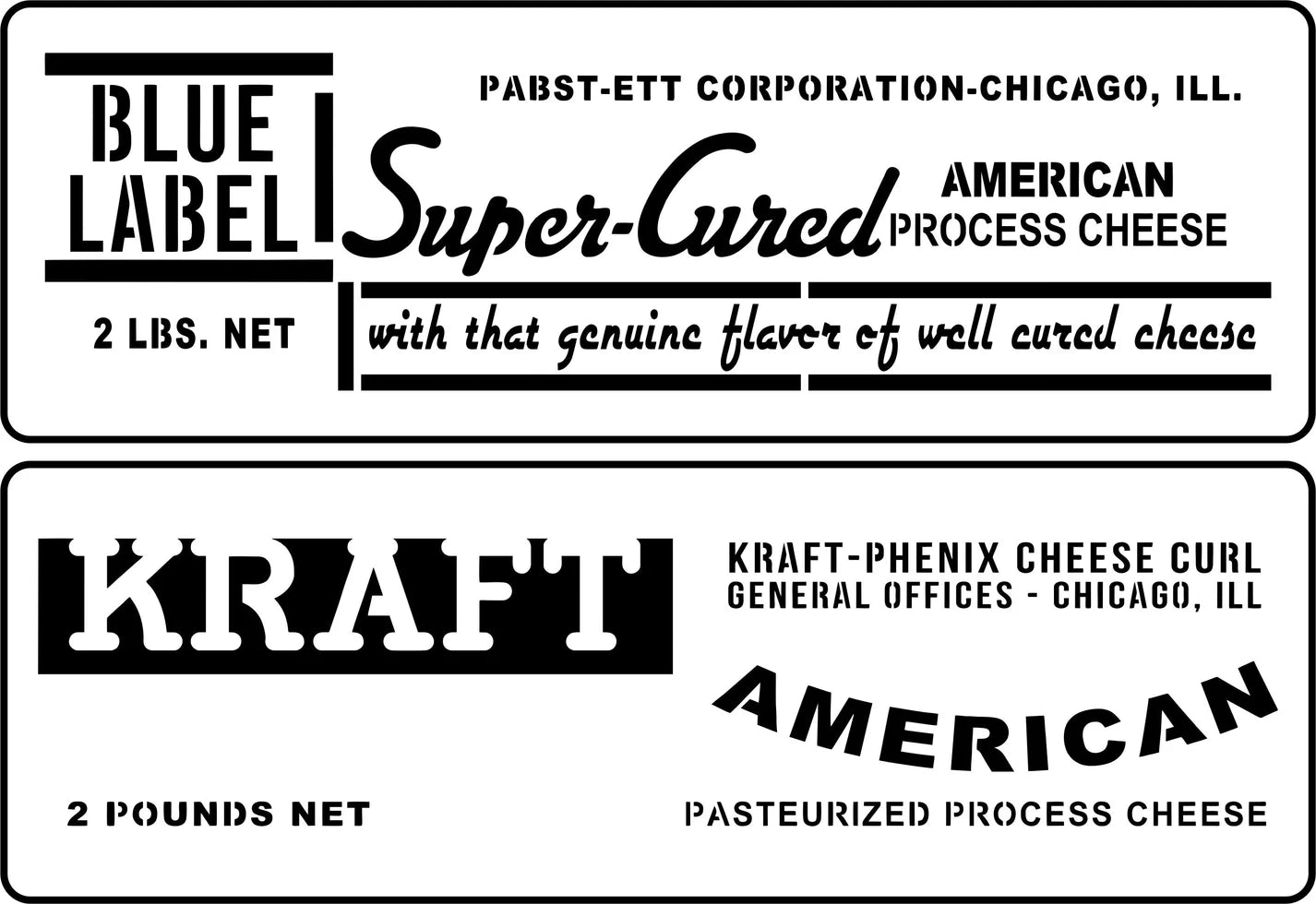 "Cheese Box Labels 2" Stencil