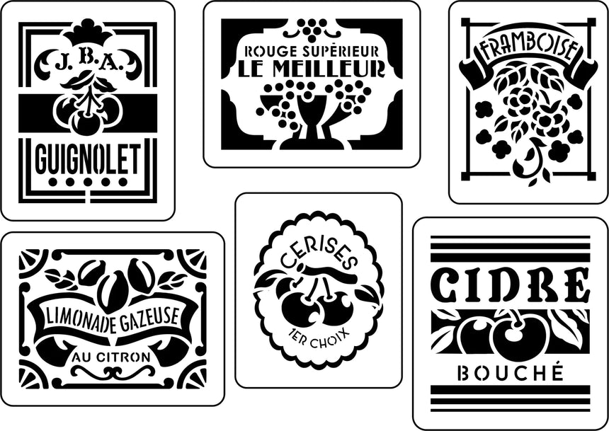 "French Fruit Labels 1" Stencil