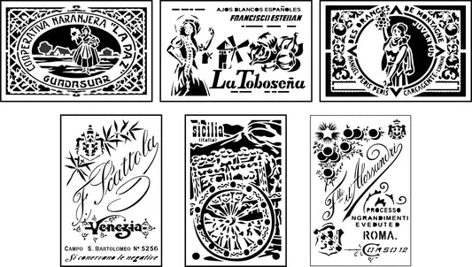"Italian Labels Mini Pack" Stencil