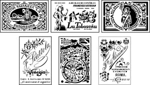 "Italian Labels Mini Pack" Stencil
