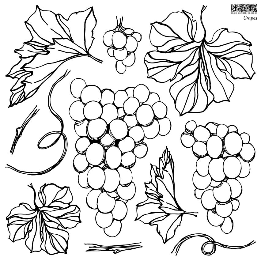 Grapes 12x12 Decor Stamp - IOD - Mill Creek Mercantile